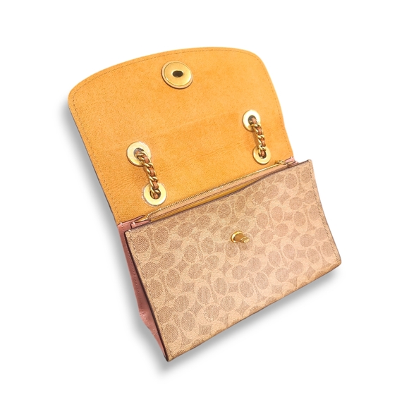 Coach Parker Tea Rose 30585 chain shoulder bag pink signature canvas colorblock - Picture 4 of 15